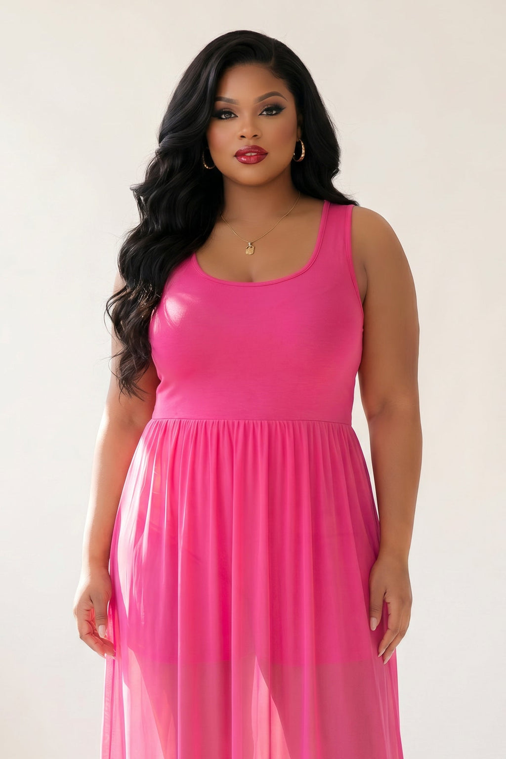 Plus Size Esme Maxi Romper - Fuchsia