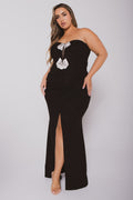 Plus Size Evangeline Bow Front  Dress- Black