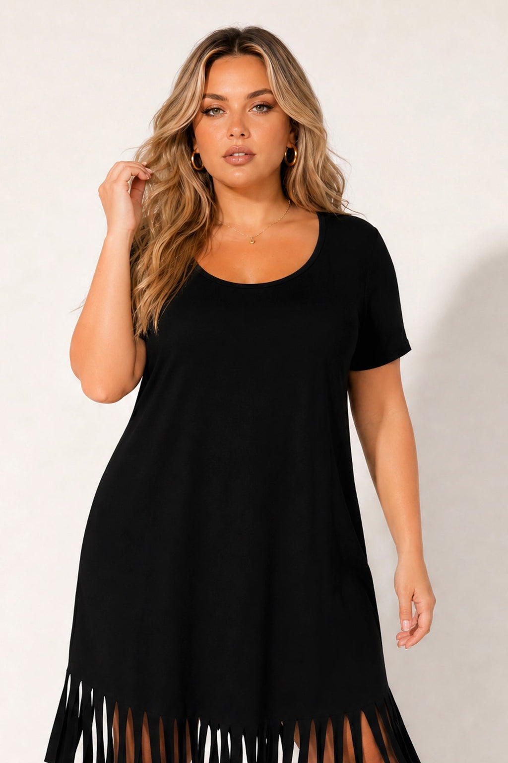 Plus Size Free Spirit Fringe Dress - Black
