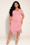Plus Size Free Spirit Fringe Dress - Blush