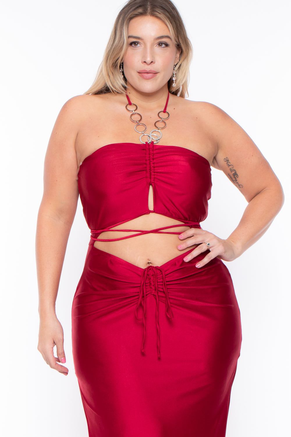 Plus Size Giselle Halter Dress - Red