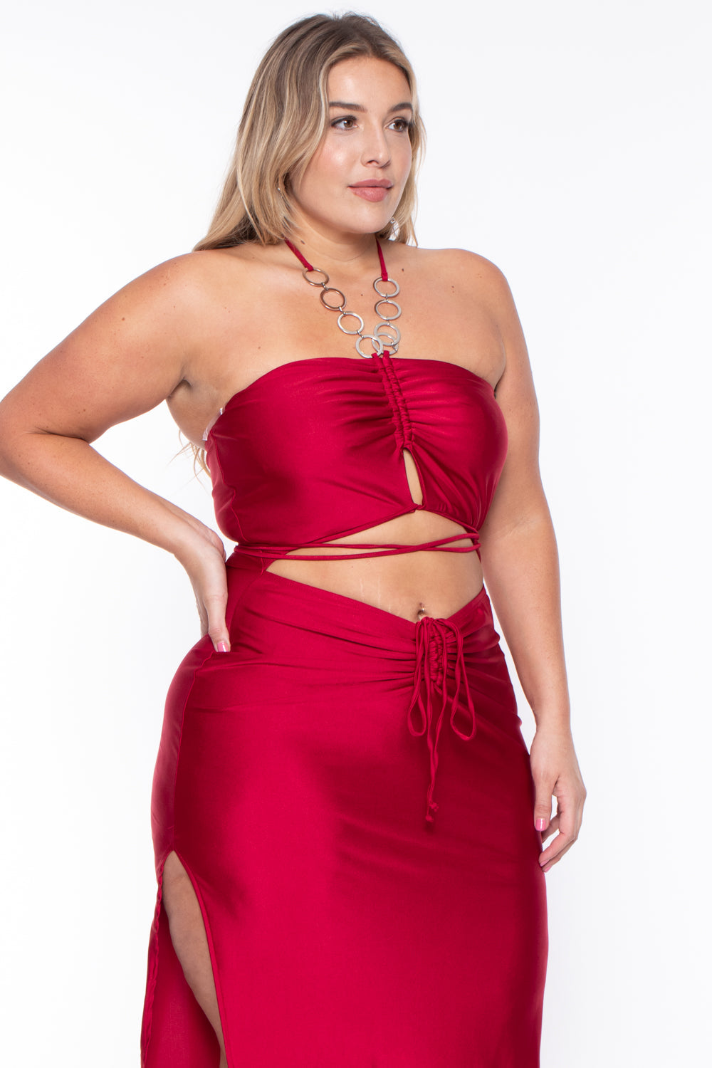 Plus Size Giselle Halter Dress - Red