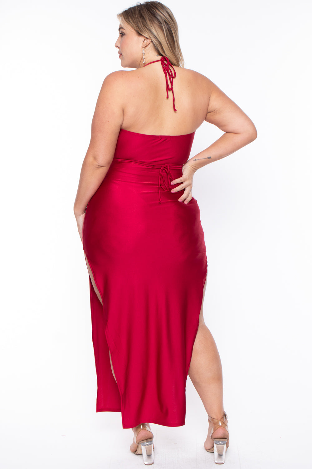 Plus Size Giselle Halter Dress - Red