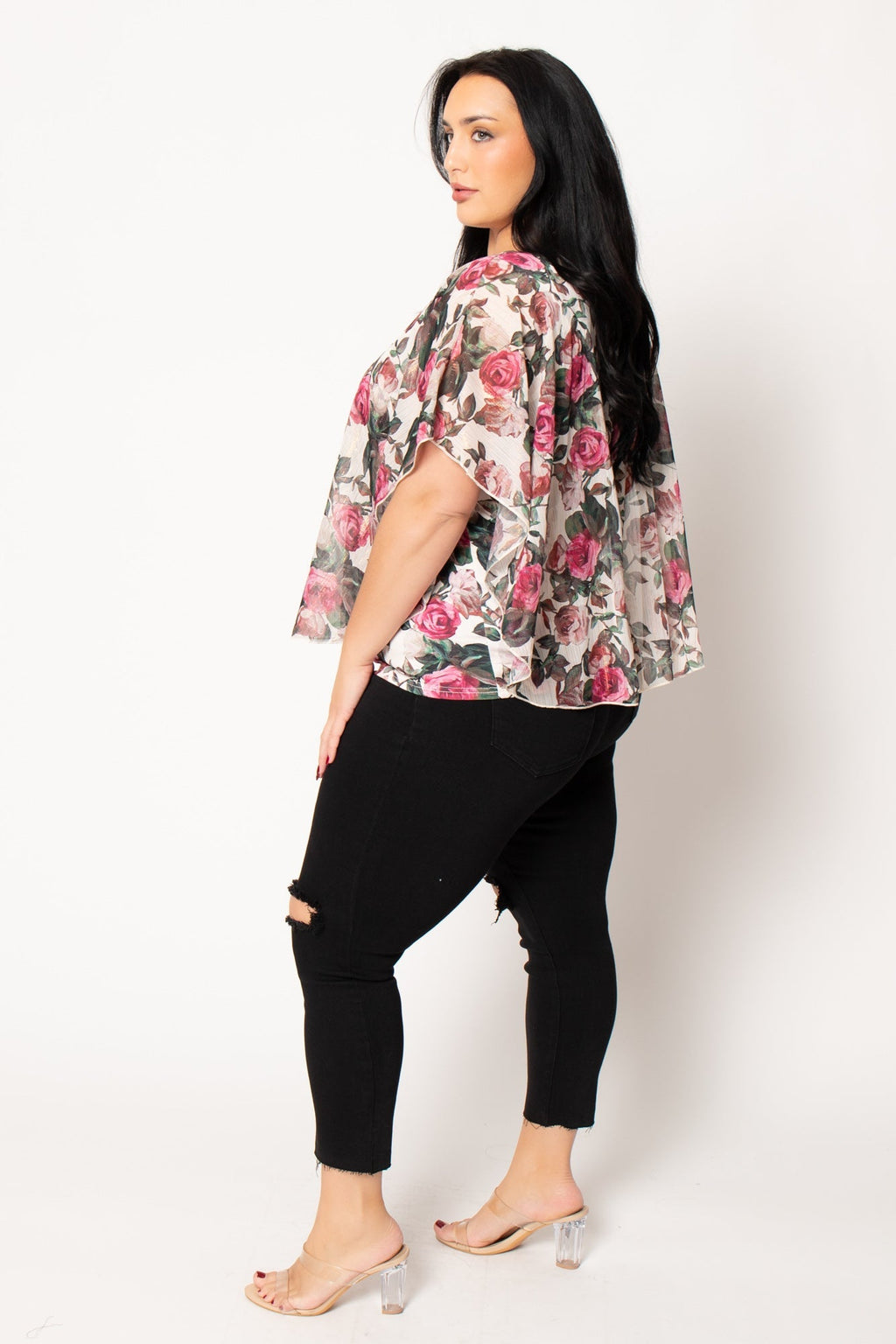Plus Size Isabella Floral Blouse - Cream