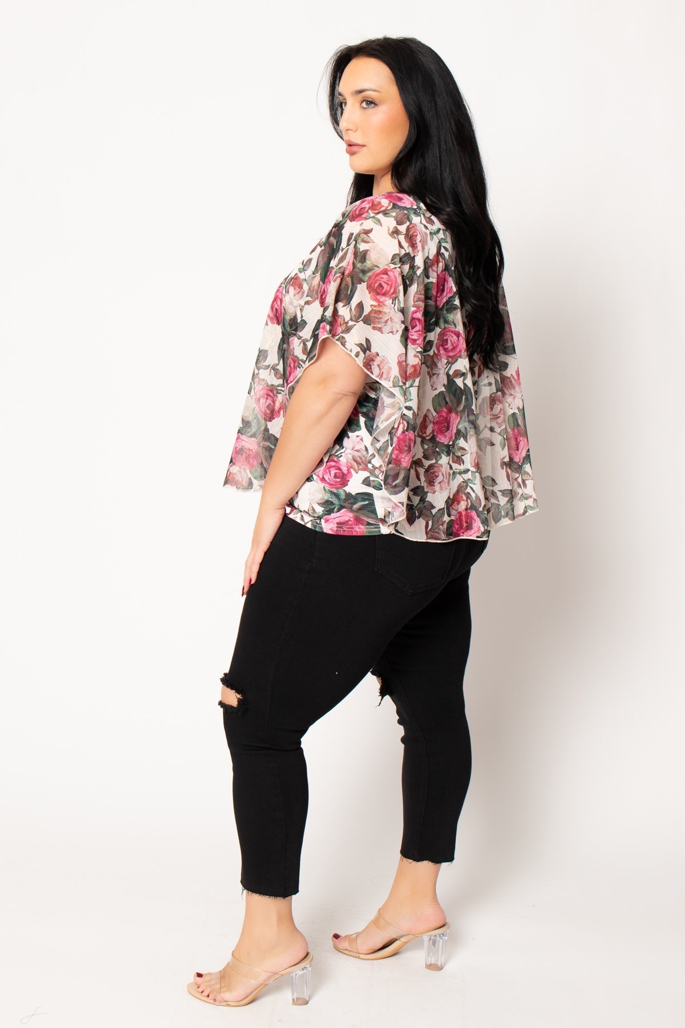 Plus Size Isabella Floral Blouse - Cream