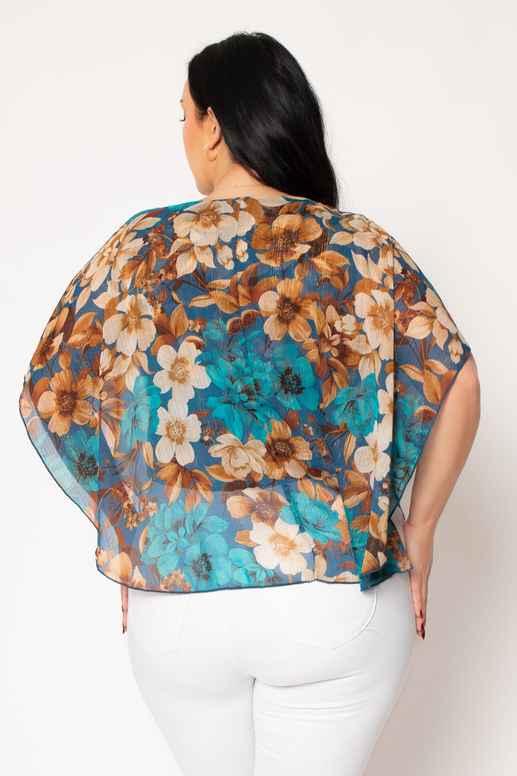 Plus Size Isabella Floral Blouse - Turquoise