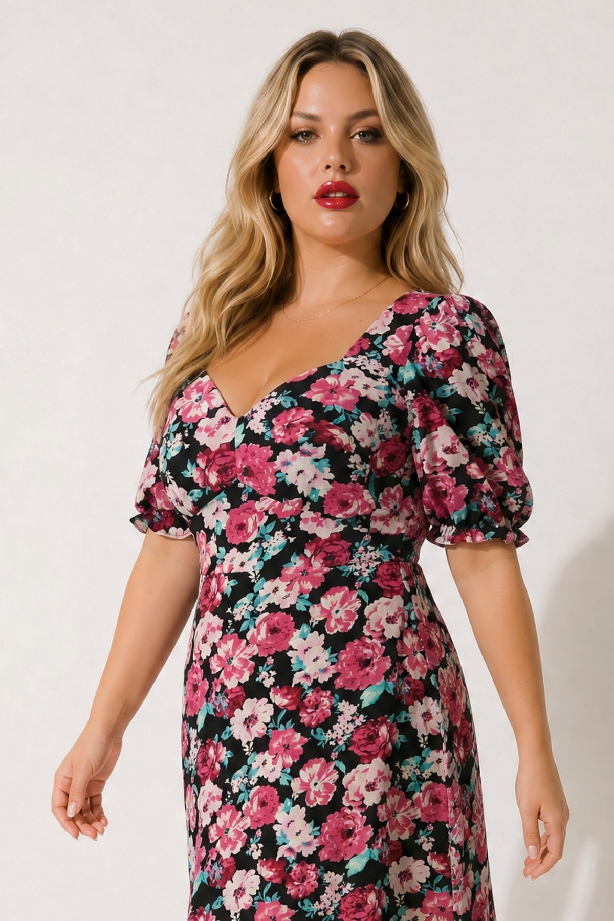 Plus Size Isabella Sweetheart Dress- Black/Mauve
