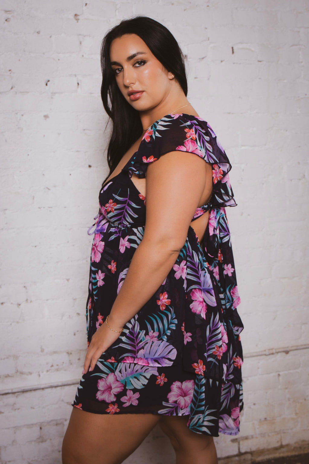 Plus Size Island Escape Mini Dress- Navy