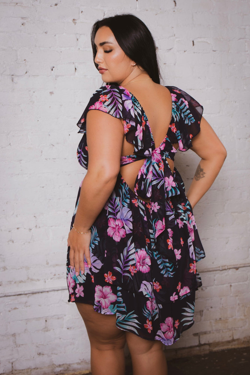 Plus Size Island Escape Mini Dress- Navy