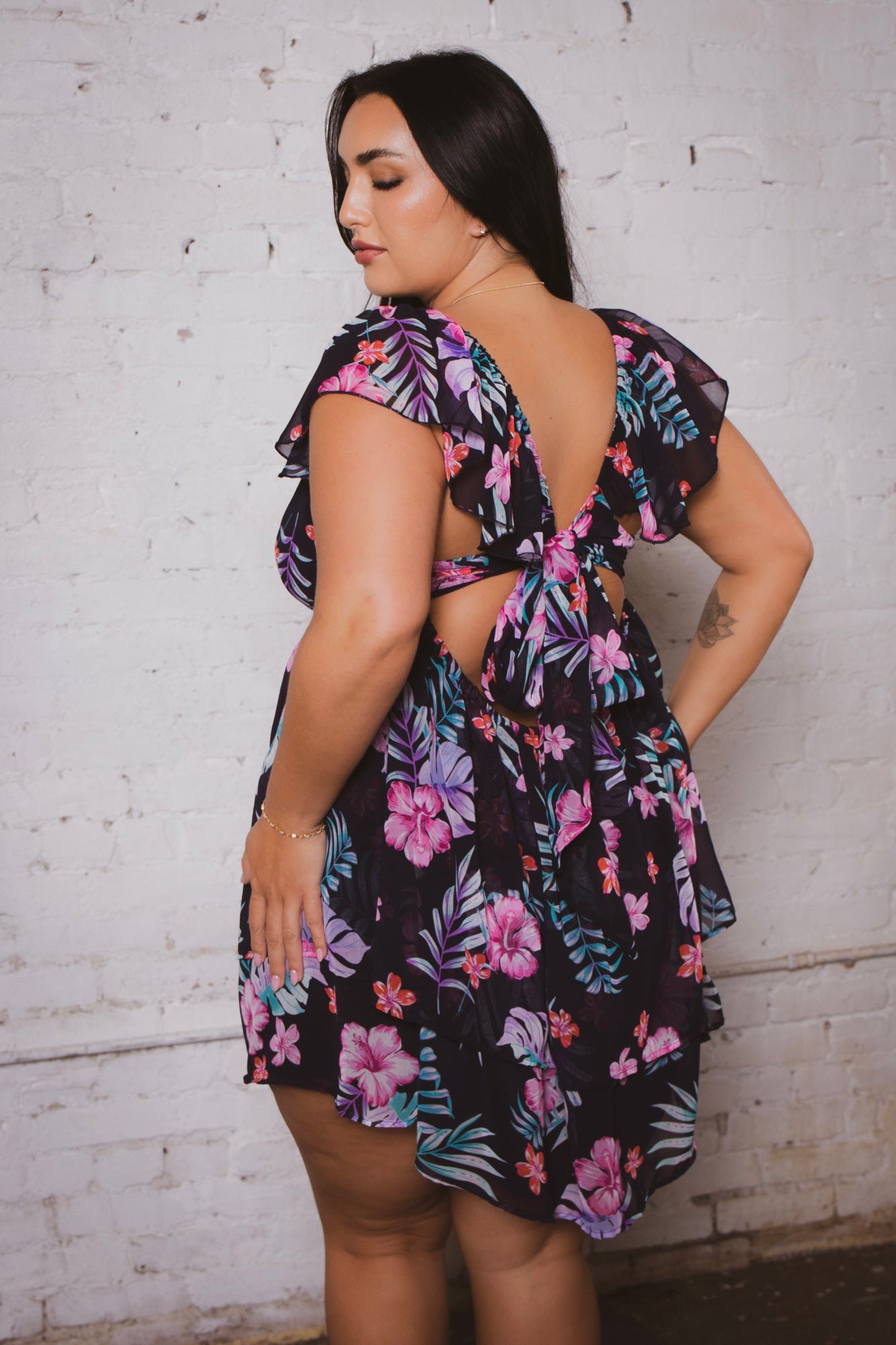 Plus Size Island Escape Mini Dress- Navy