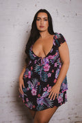 Plus Size Island Escape Mini Dress- Navy