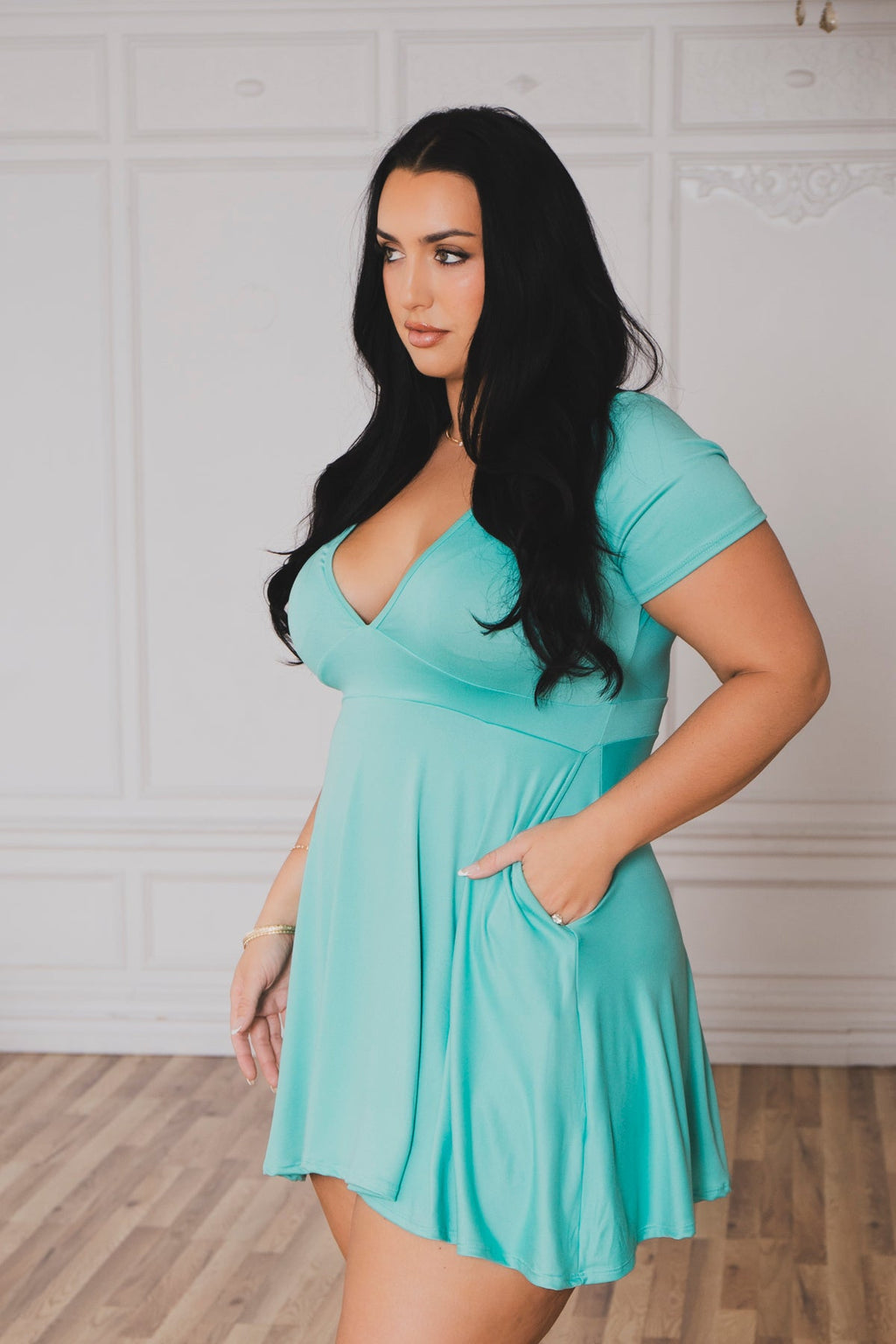 Plus Size Jayne Flare Dress - Aqua