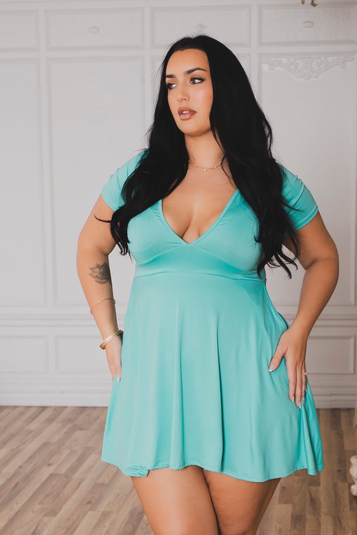 Plus Size Jayne Flare Dress - Aqua