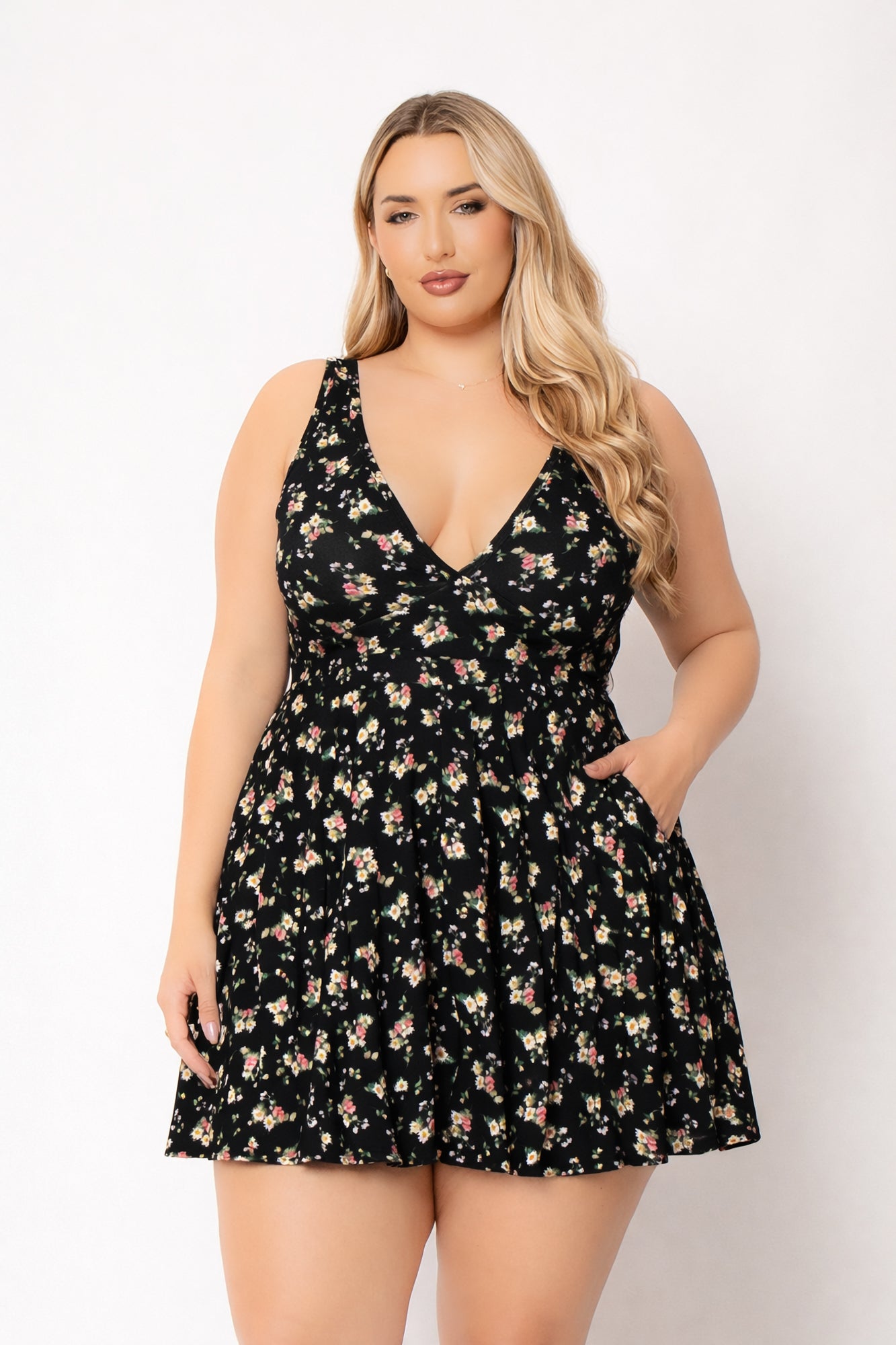 Plus Size Jeanine  Flare Dress - Black