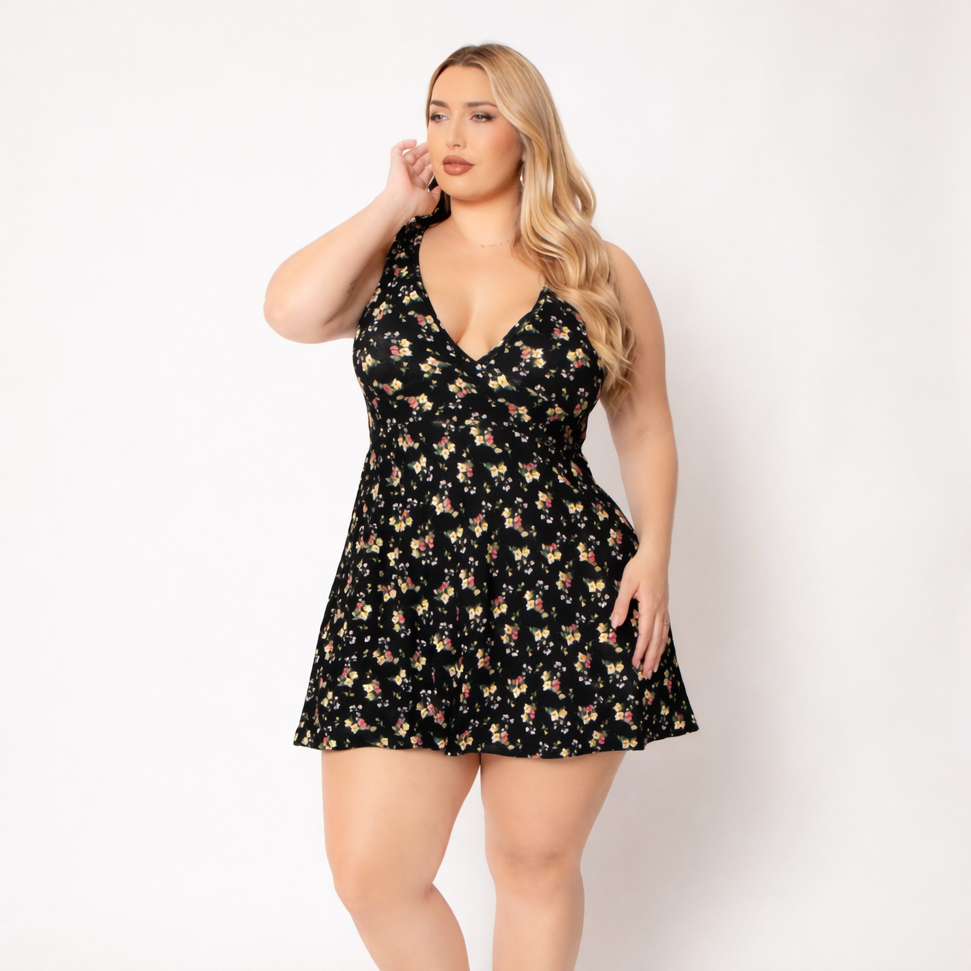 Plus Size Jeanine  Flare Dress - Black