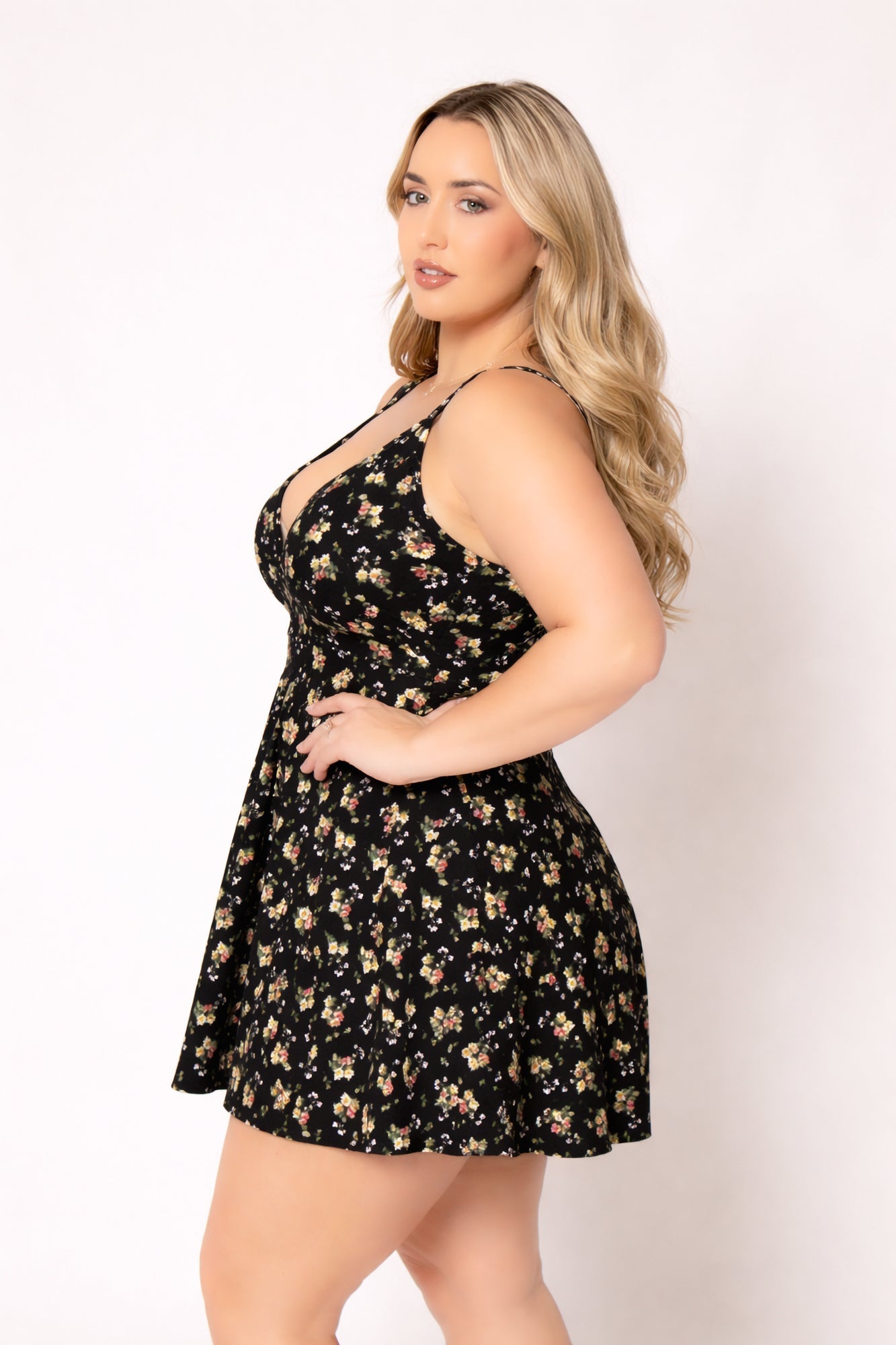 Plus Size Jeanine  Flare Dress - Black