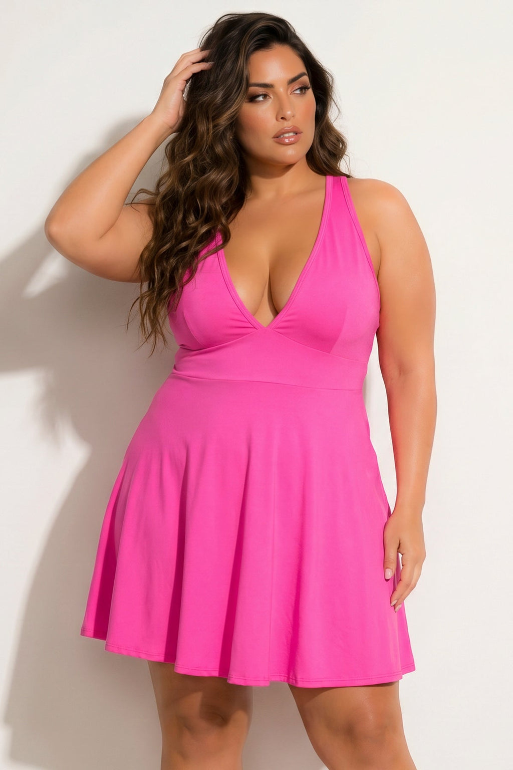 Plus Size Jeanine Flare Dress - Pink