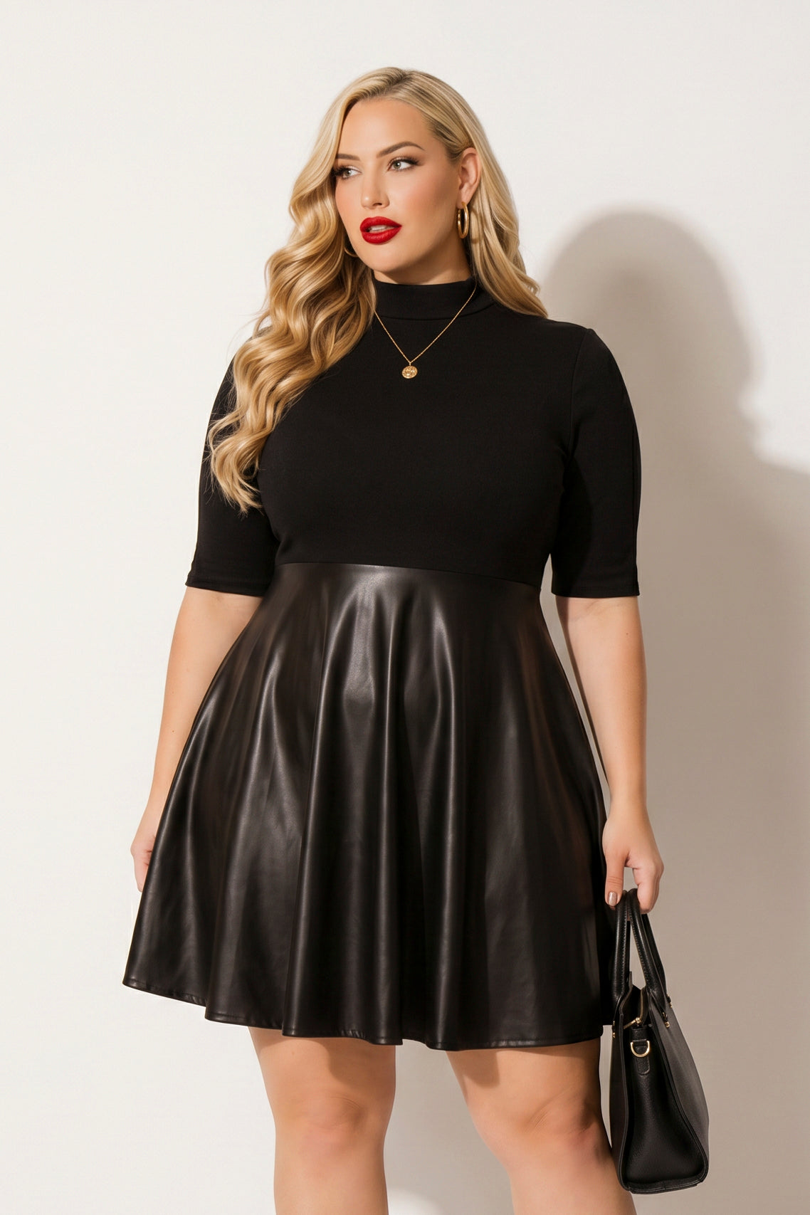 Plus Size Juliette Mock Neck Dress - Black