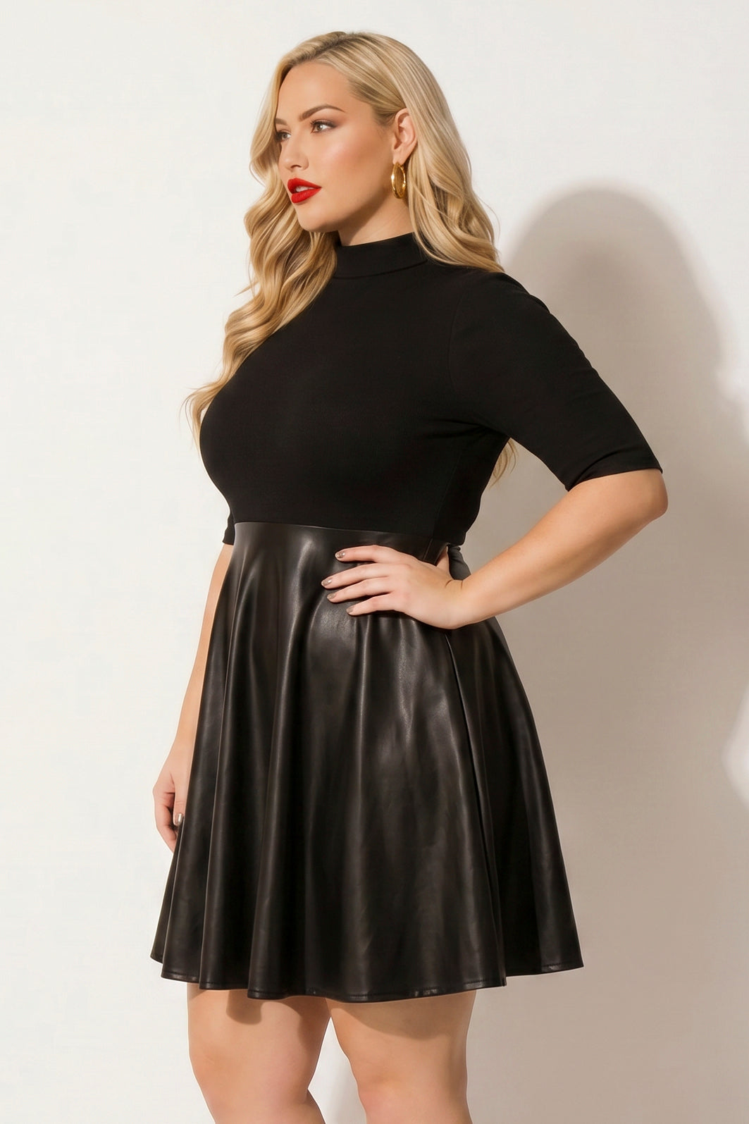 Plus Size Juliette Mock Neck Dress - Black