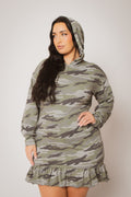 Plus Size Kacey Hoodie Mini Dress - Green