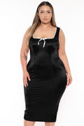 Plus Size Karee Satin Midi Dress -Black