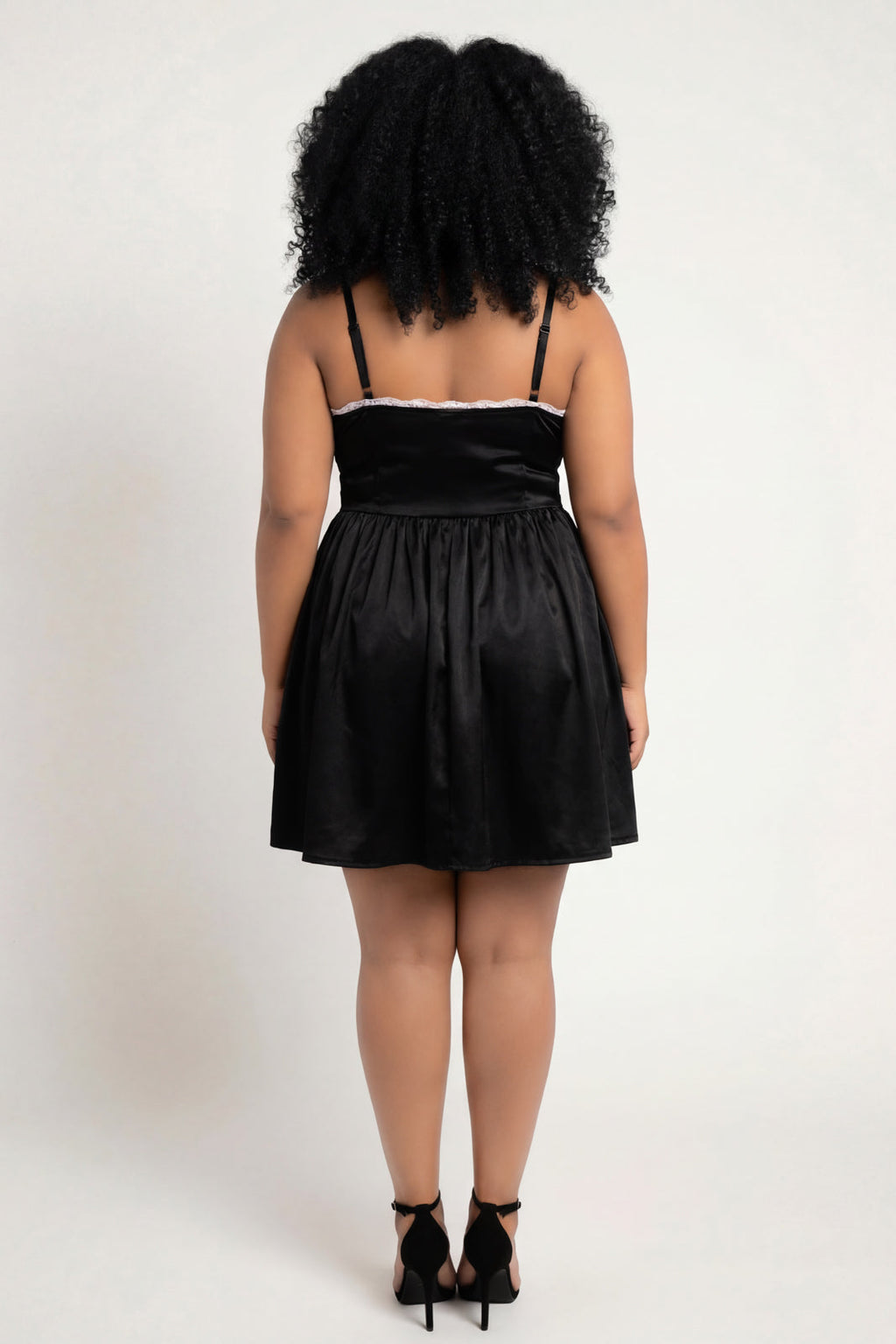 Plus Size Kimaree Satin Flare Dress -Black