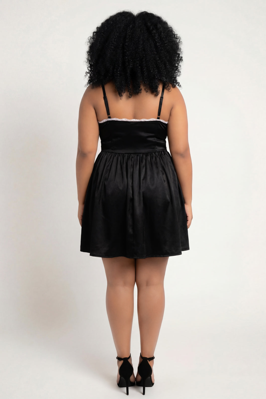 Plus Size Kimaree Satin Flare Dress -Black