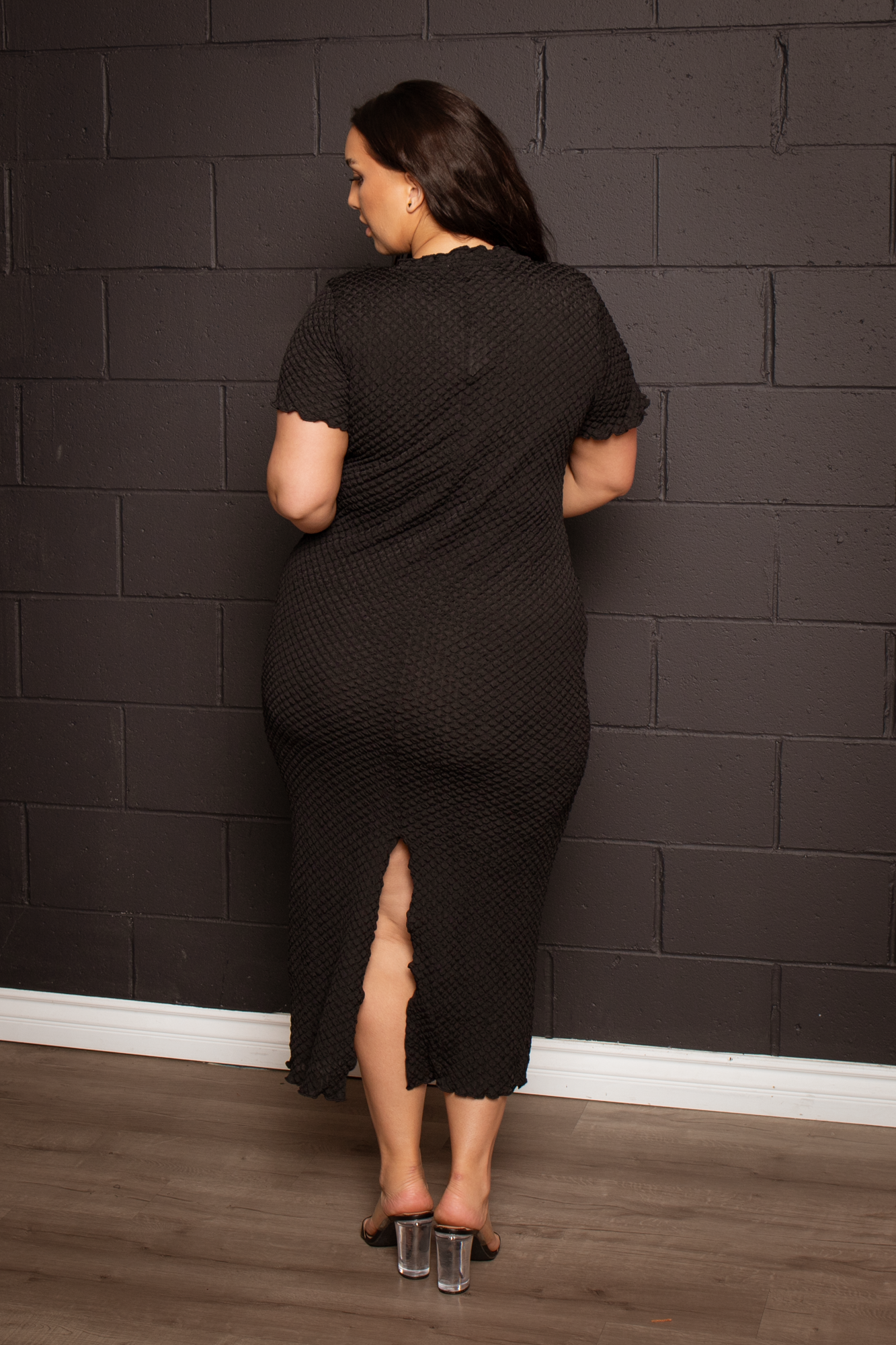Plus Size  Lanie Honeycomb Dress -Black