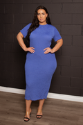 Plus Size  Lanie Honeycomb Dress -Blue