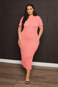Plus Size  Lanie Honeycomb Dress -Coral
