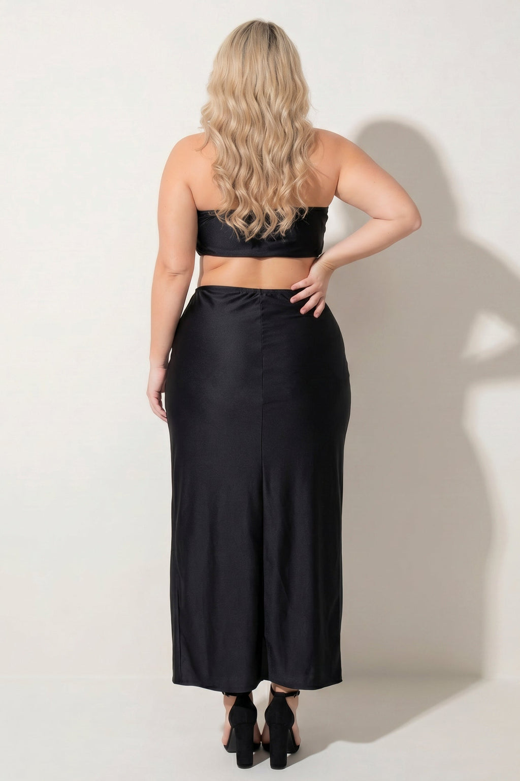 Plus Size Layana Double Slit Dress- Black