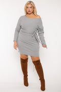 Plus Size Leila Off Shoulder  Dress - Heather Grey