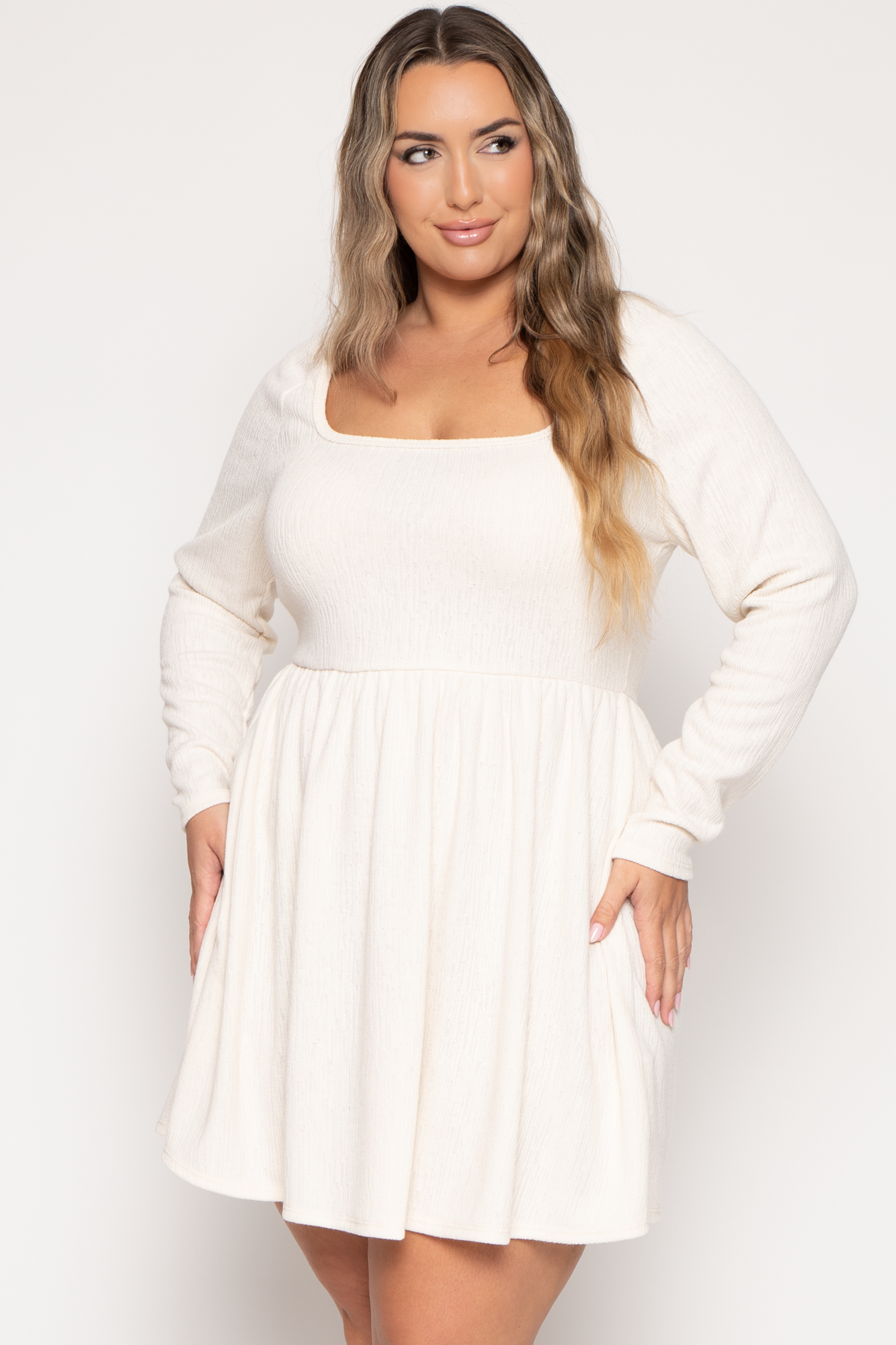 Plus Size Lexie Sweater Mini  Dress - Ivory