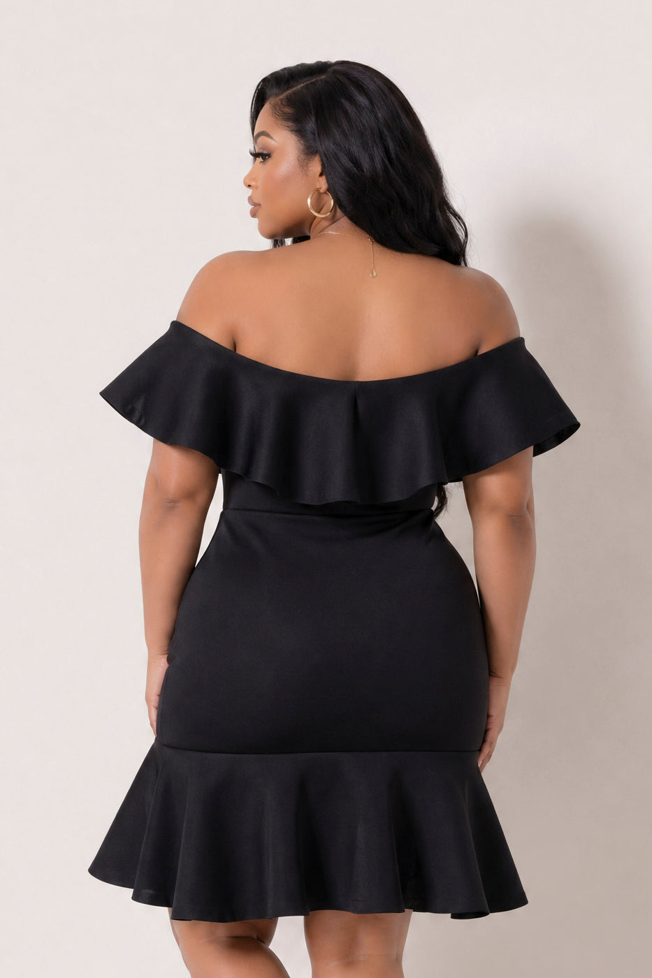 Plus Size Liesel Ruffle Dress- Black