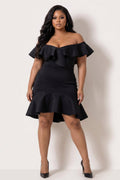 Plus Size Liesel Ruffle Dress- Black
