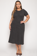 Plus Size Liora Rib Sweater Dress -Charcoal