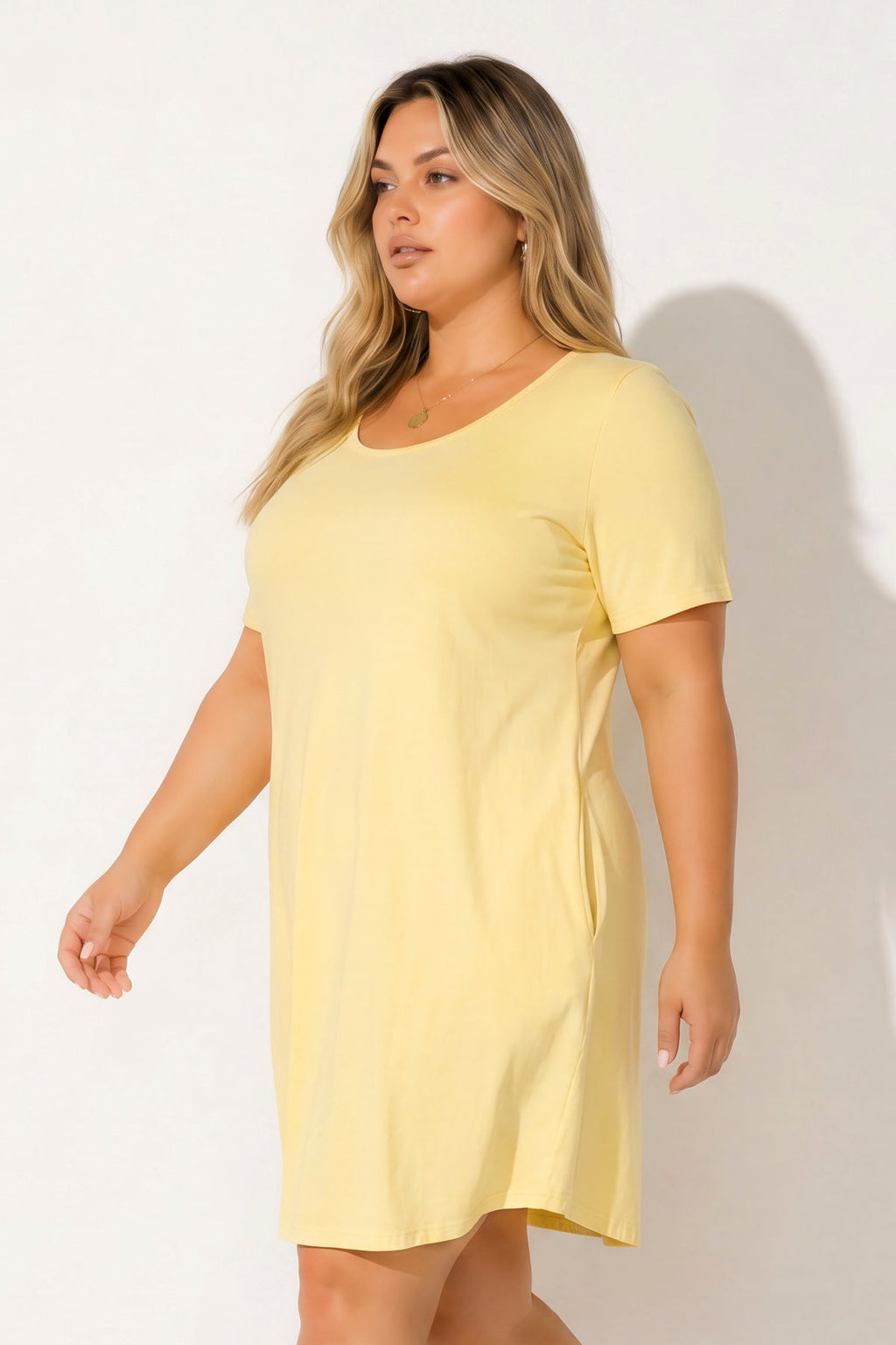Plus Size Lounge Escape Tee Dress - Yellow