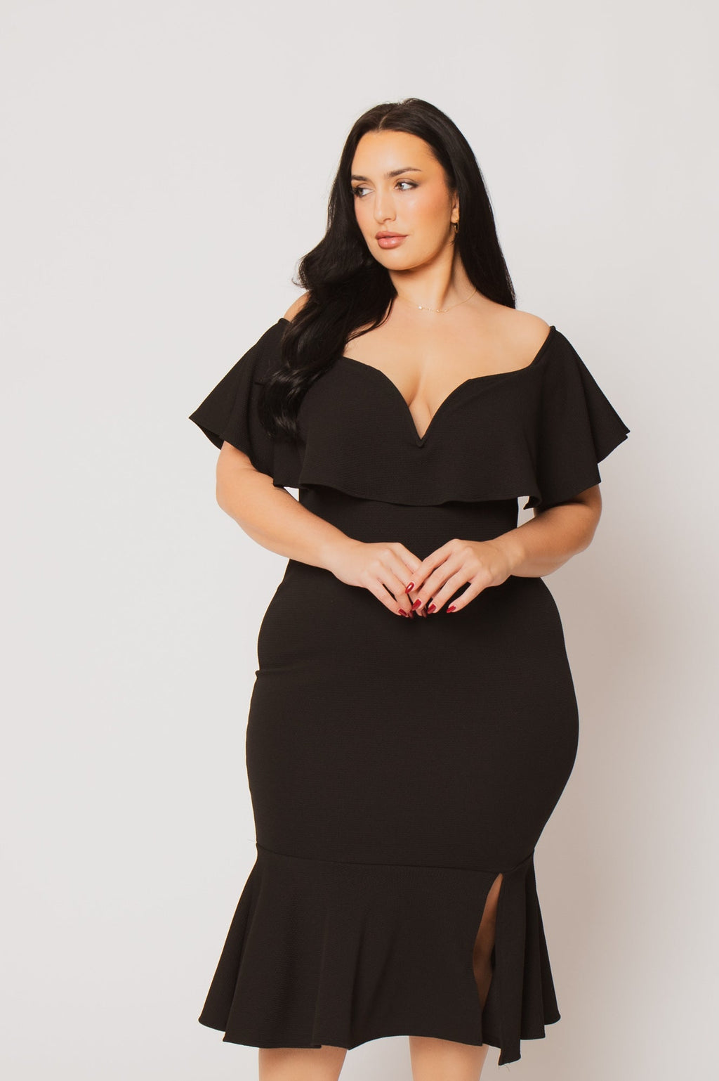 Plus Size Lucinda Midi Dress - Black
