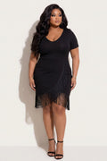 Plus Size Mamacita Fringe Dress - Black