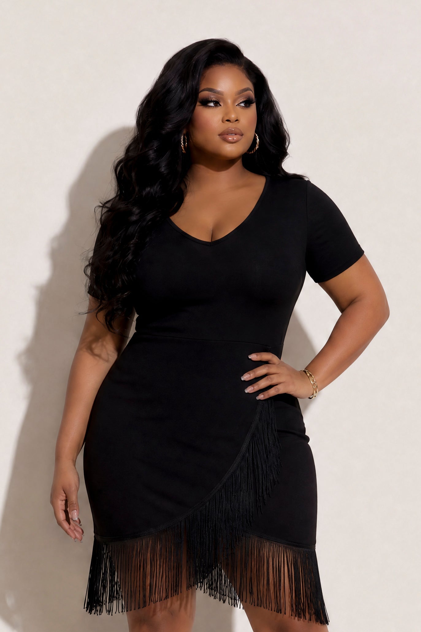 Plus Size Mamacita Fringe Dress - Black