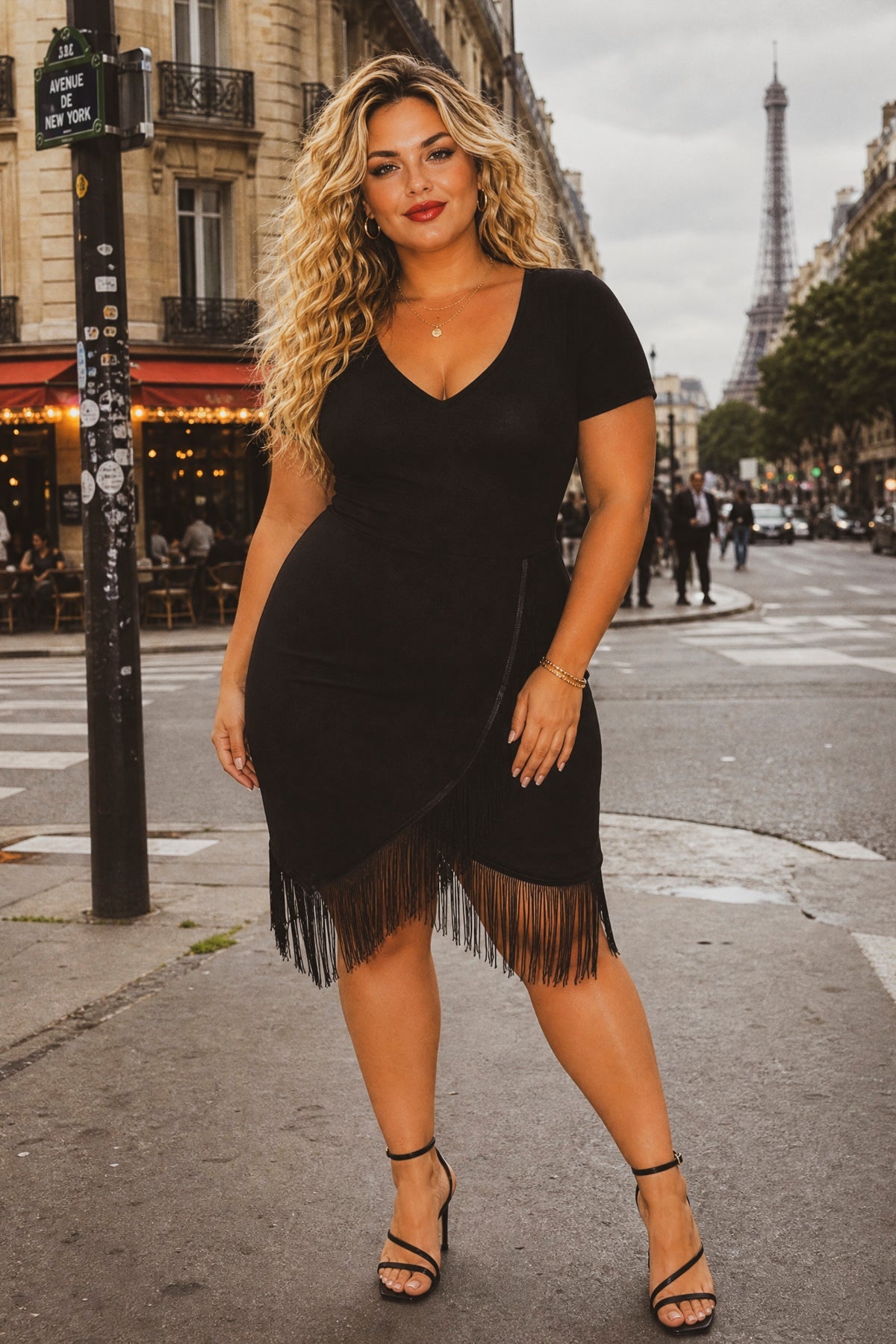 Plus Size Mamacita Fringe Dress - Black