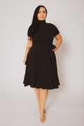 Plus Size Maren Turtleneck Ruffle Dress  - Black