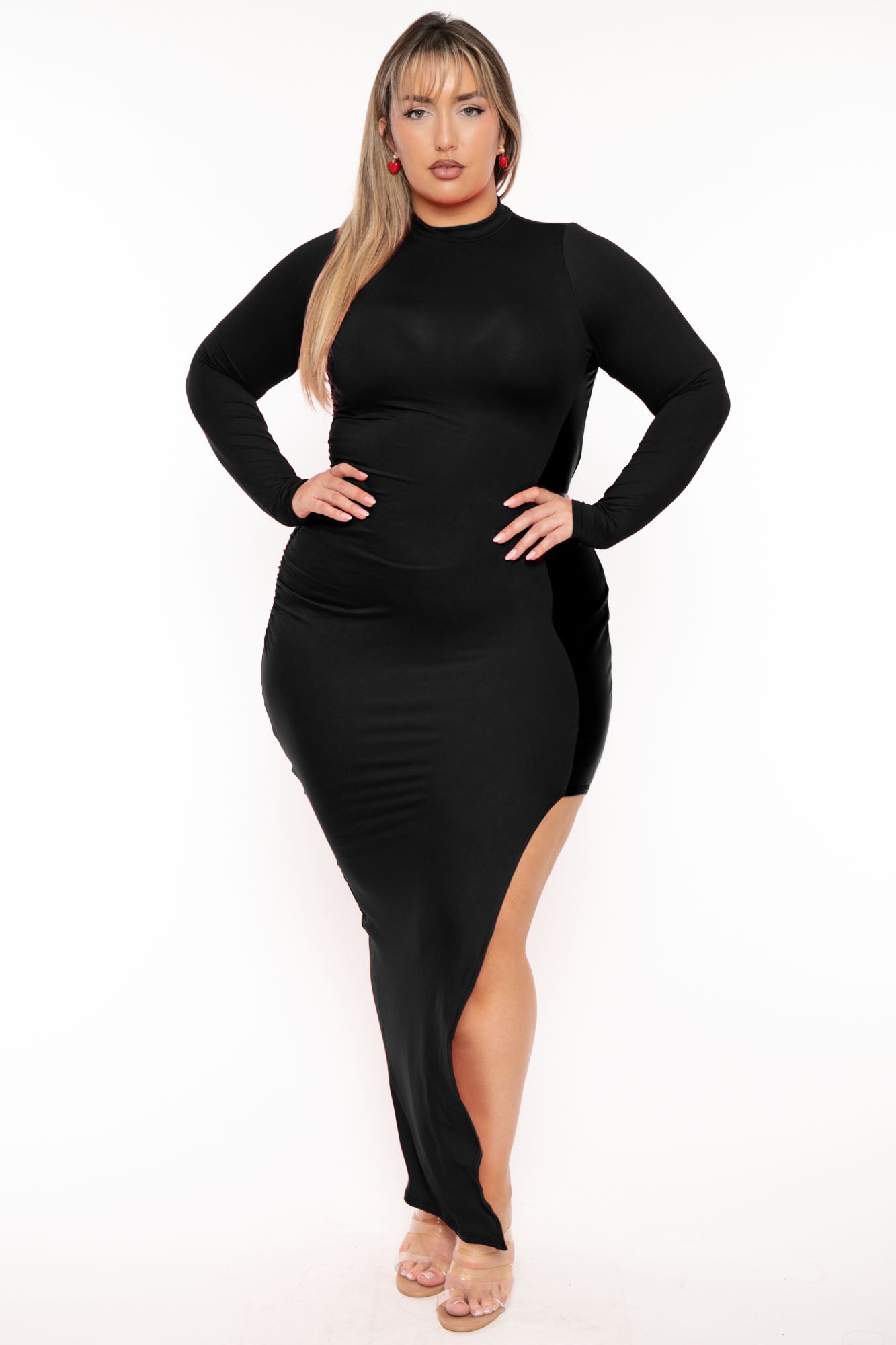 Plus Size Melanie Asymmetric Maxi Dress - Black