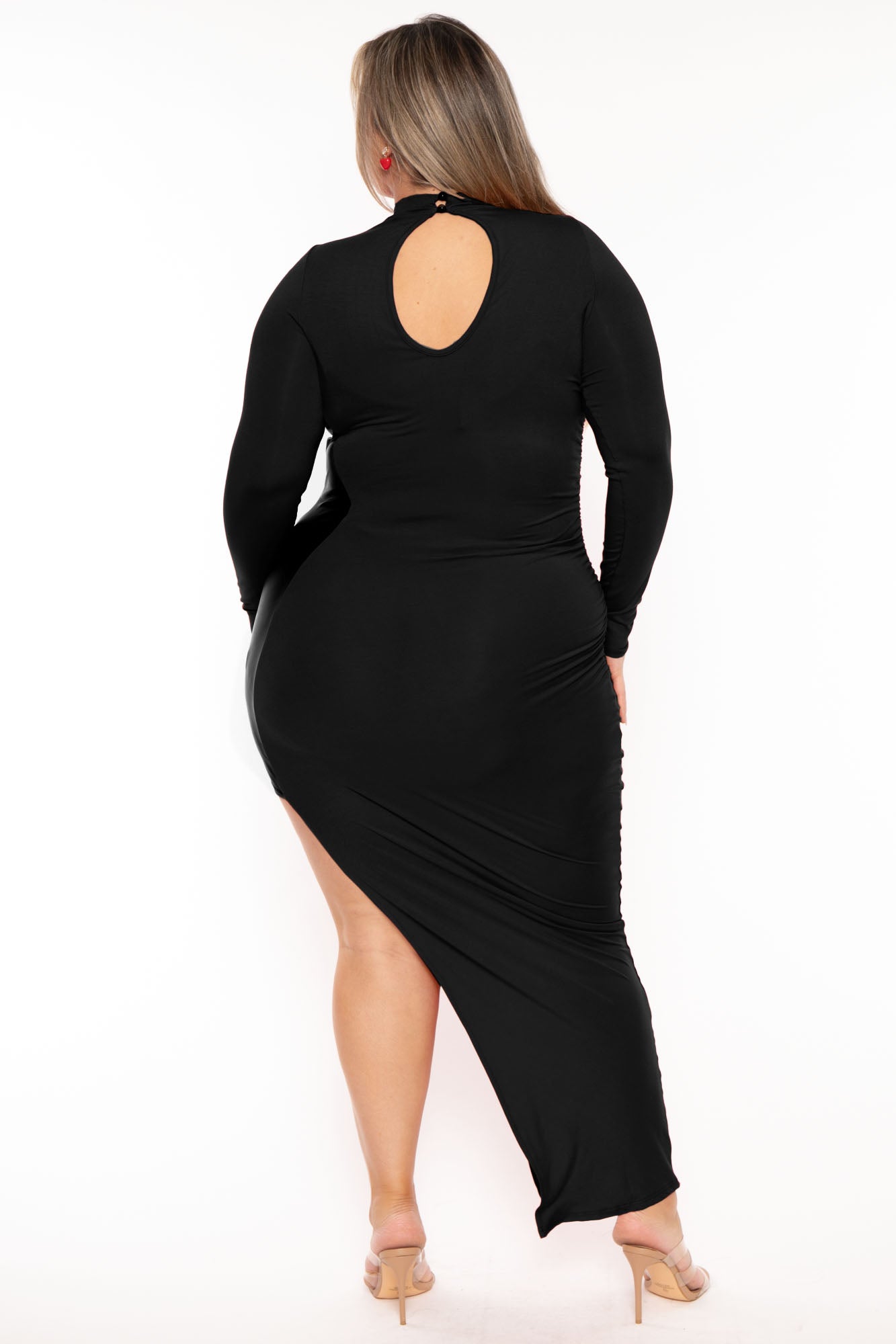 Plus Size Melanie Asymmetric Maxi Dress - Black