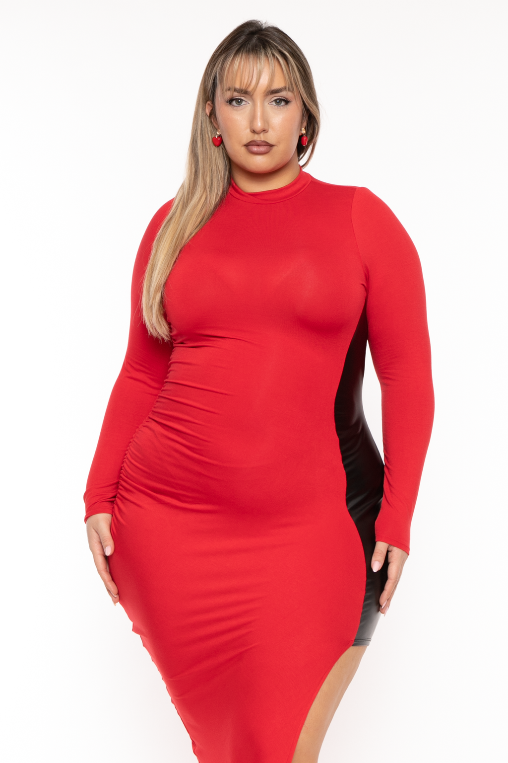 Plus Size Melanie Asymmetric Maxi Dress - Red