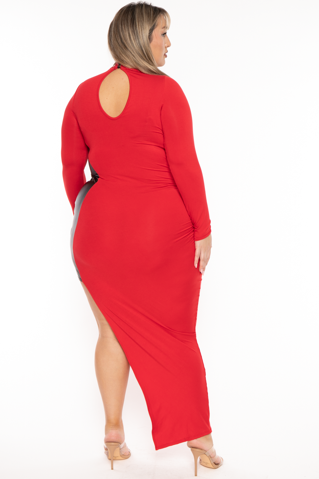 Plus Size Melanie Asymmetric Maxi Dress - Red
