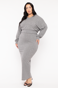 Plus Size Melli 2Pc  Sweater Maxi  Dress - Grey
