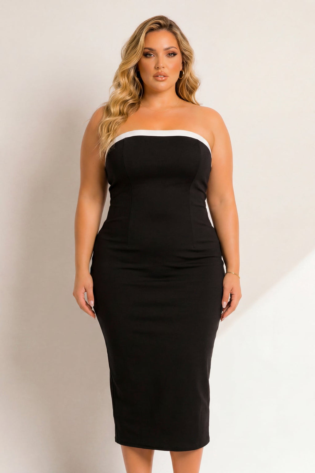 Plus Size Midnight Contrast Dress - Black