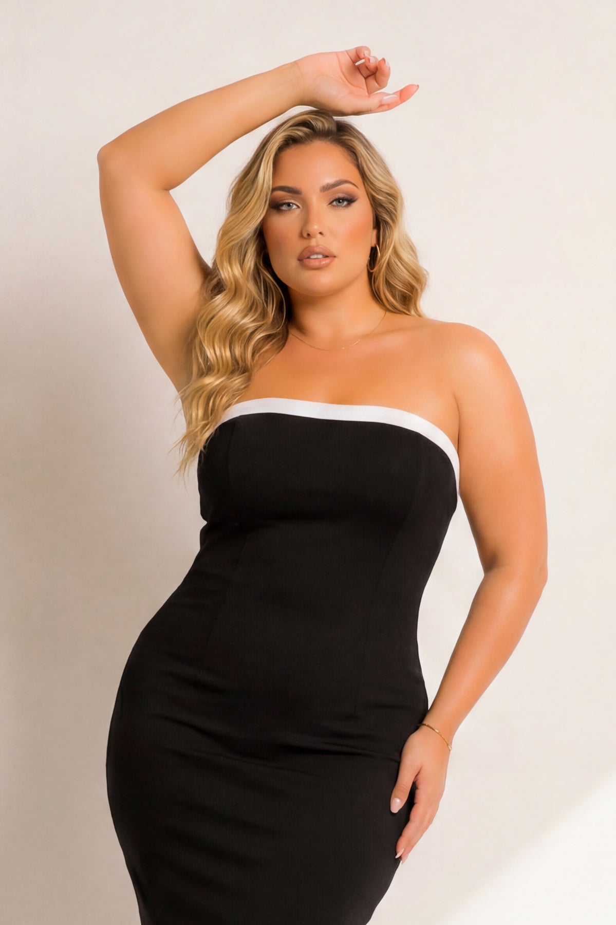 Plus Size Midnight Contrast Dress - Black