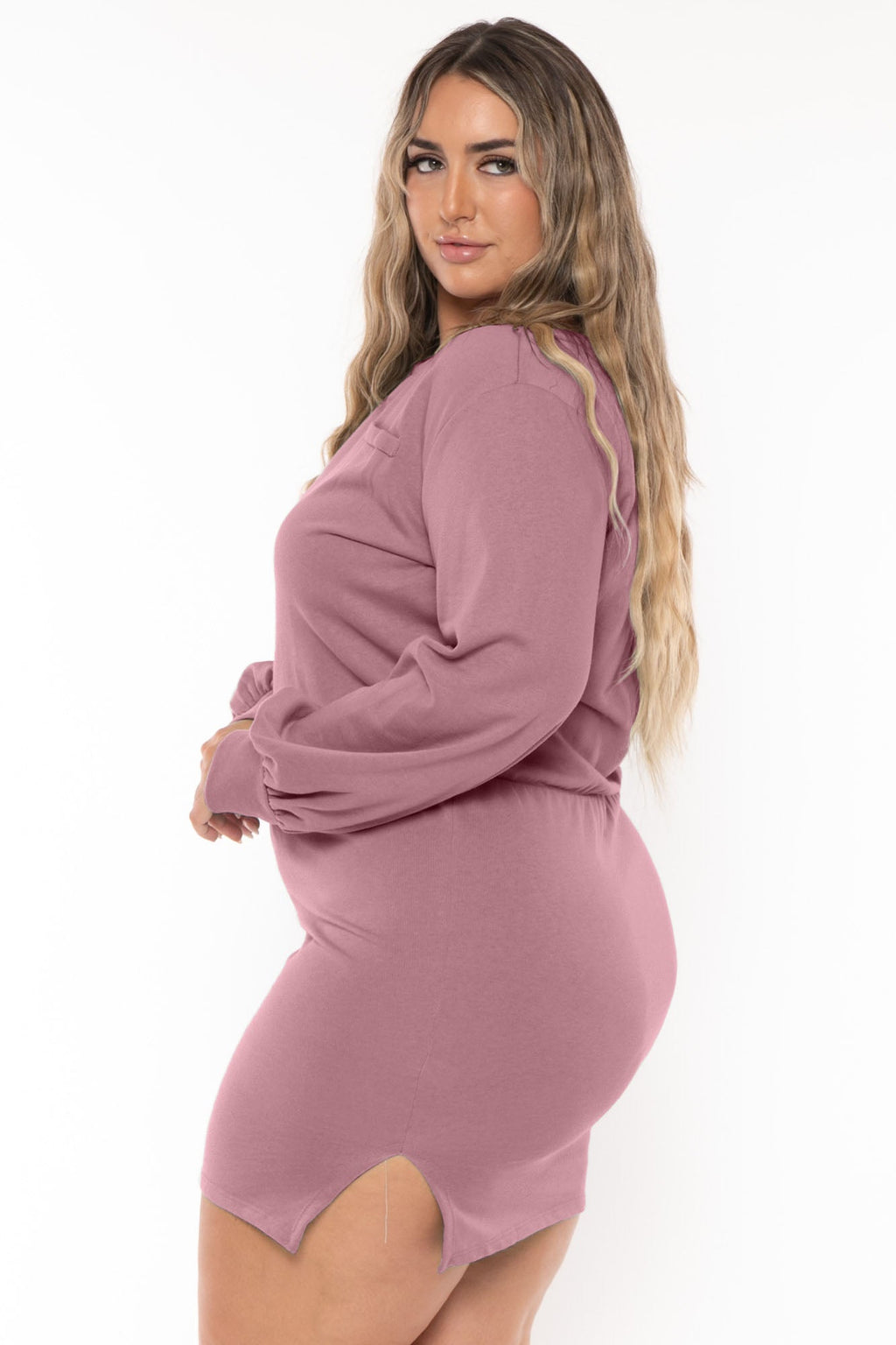 Plus Size Moni Fitted Mini  Dress - Lavender